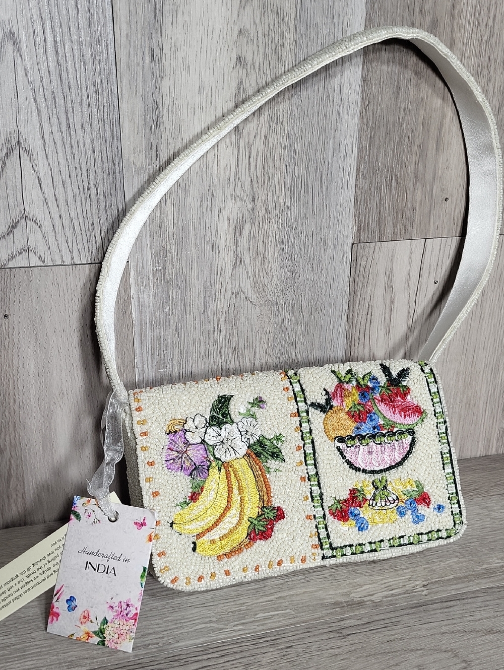 Viral Beaded Citrus Fruit Salad Handbag Lemon Banana Summer Statement Purse